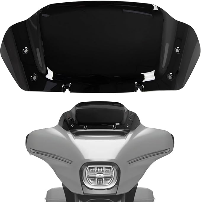 WYNMOTO Black 10" Wave Windshield Windscreen Wind Splitter Fit for Harley Davidson CVO Street Glide FLHXSE 2023 2024, Street Glide FLHX 2024-up (Black)