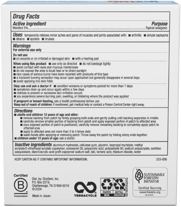 Icy Hot Original Pain Relief Patch Variety Pack with 5% Cooling Menthol for Fast-Acting Muscle and Joint Pain Relief, 5 Medium and 5 Large Comfortable Fabric Patches, 10 Ct., 2 pk