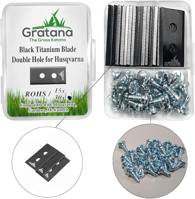 Robotic Lawn Mower Blade (30, for Husqvarna - Double Hole) Also for Gardena McCulloch Robotic Lawnmower Mowing Robo Robot Accessories Replacement for 315 430 435 450 and Many Others