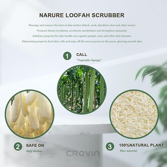 Natural Loofah Exfoliating Body Scrubber, Made with Natural Shower Loofah Sponge for Men and Women’s SPA (Pack of 4)