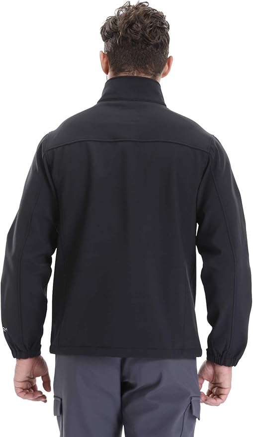 TRAILSIDE SUPPLY CO. Men's Softshell Jacket Fleece Lined Windbreaker,Lightweight Water Resistant Winter Coat