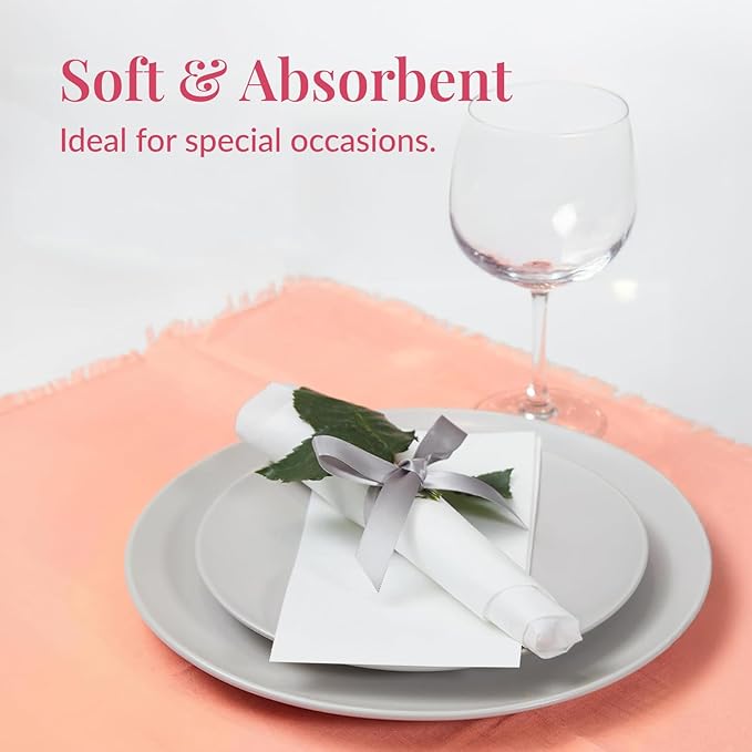 50-Pack Linen Feel Dinner Napkins by Prestee - Soft Disposable Paper Hand Towels for Bathroom and Events - Durable, Absorbent Party Napkins for Weddings, Dinners and Special Occasions - 7.8 x 4.25 In