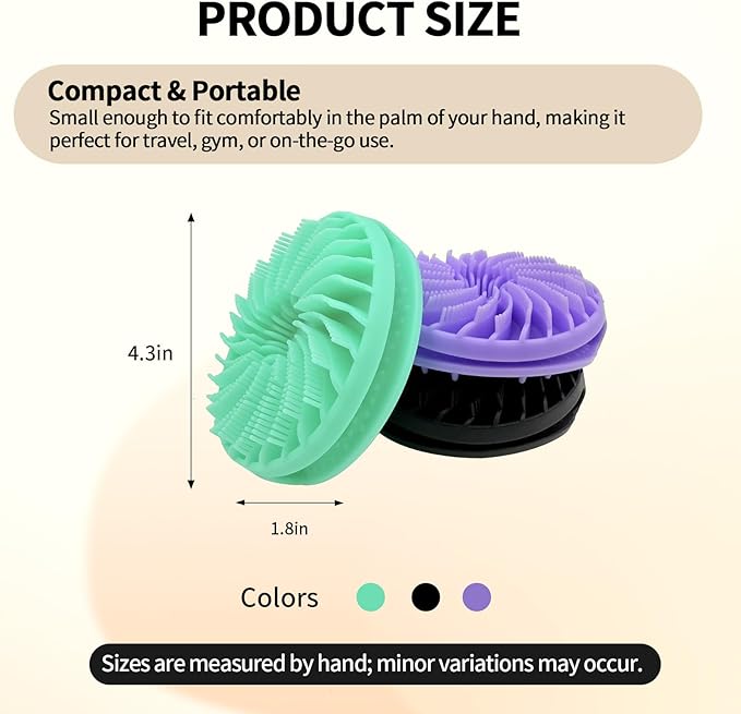 3-Pack Silicone Body Scrubber – Exfoliating Shower Brush for Sensitive Skin, Soft & Durable Body Scrubber for Gentle Cleansing and Relaxing Massage (Black + Teal + Purple)