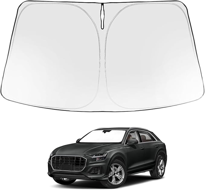 Proadsy 2025 Upgrade Windshield Sun Shade Custom Fit 2019-2024 2025 Audi Q8 Foldable Front Sunshade Protector Sun Visor Blocks UV Rays Keep Car Cooler