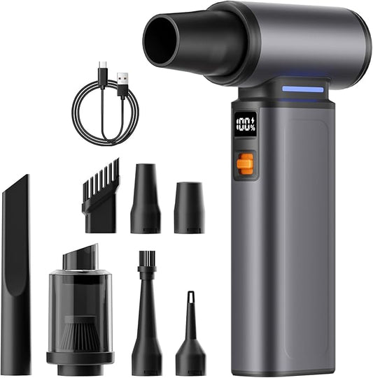 WINGDA Compressed Air Duster Rechargeable Electric Air Duster Portable,100 Gear Stepless Turbo Fan,Car Vacuum Portable Cordless,Air Blower for Electronics Christmas Gift,Keyboard Cleaning,and Outdoor