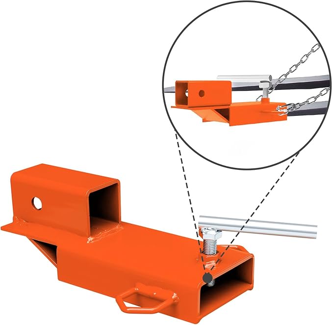 Forklift Ball Hitch Attachment, EBESTTECH 1PC Forklift Trailer Hitch Attachment 2" Receiver Trailer Towing Adapter with Chain Orange