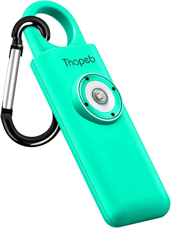 Thopeb® Personal Safety Alarm for Women – 130dB Loud Emergency Siren & SOS Strobe LED Light – Self Defense Keychain, College Dorm Room Essentials for Girls (Lake Green)