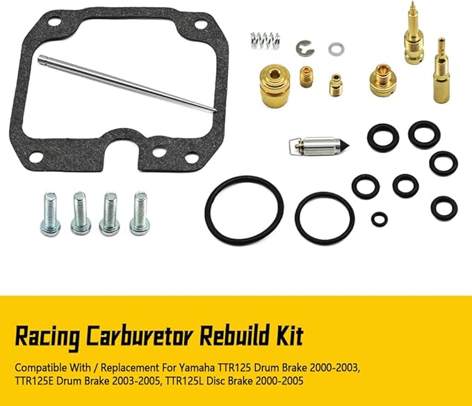 Carburetor Rebuild Kit Fit for Yamaha TTR125 Drum Brake 2000-2003 TTR125E Drum Brake 2003-2005 TTR125L Disc Brake 2000-2005 Replace 26-1312