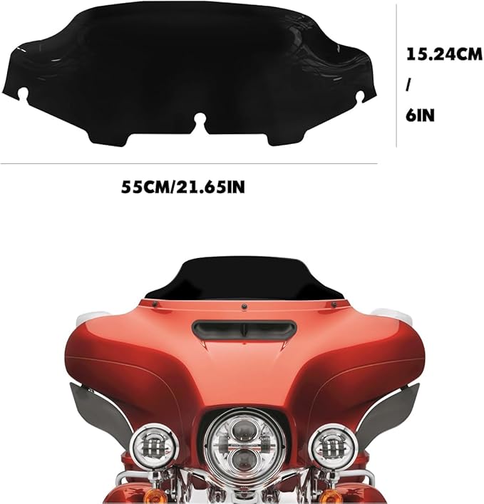 6" Windshield Windscreen for 2014-2024 Harley Davidson Touring Street Glide Electra Glide/Ultra Limited/Tri Glide FLHT FLHX FLHXS FLHTK, Black