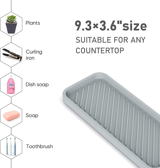 EG-SIPRO Silicone Sponge Holder, Kitchen Sink Organizer Tray, Sponge Caddy for Bathroom Counter, Dish Soap Holder, Scrubber, Soap Dispenser, Scouring Pad