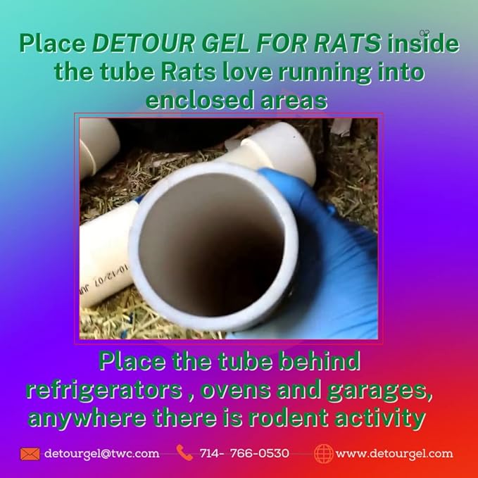 DETOUR Gel for Rats | Professional Grade Rat Mice Repellent | 10 oz Caulking Tube | NSF-Approved for Food Preparation Areas | Protects Car Engine Wires & Outdoor Grills from Rodents | Toxin-Free