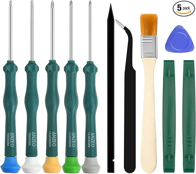 Cleaning Repair Tool Kit for PS4 PS5, Screwdriver Set with TR9 Torx Security Screwdriver PH00 PH0 PH1 Phillips Screwdriver for Sony Playstation 4&5 Console and Controller Tear Down