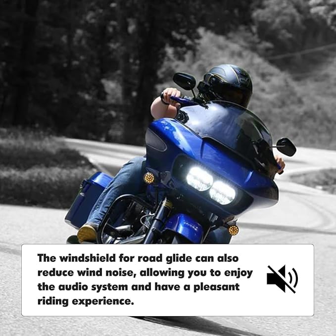 13" Windshield for Harley Davidson Touring Road Glide CVO FLTRX/FLTRXS/FLTRK/FLTRU/FLTRUSE 2014-2022 Windscreen Air Deflector, Smoke