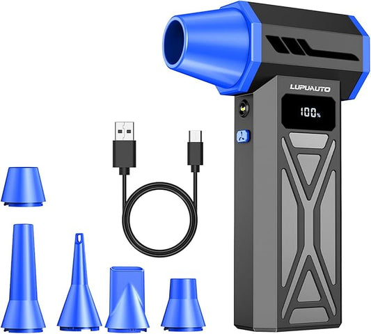 Compressed Air Duster, Super Power Turbo Fan, 130000RPM Electric Air Duster Violent Fan, 4 Gears Adjustable Turbo JetFan, Handheld Mini Blower for Computer, Keyboard, Outdoor, House and Car