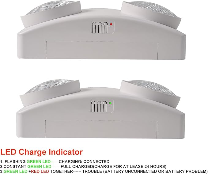 LED Emergency Light with 1.0 Meter Plug,LED Battery Backup Lighting Commercial Exit Light Fixtures for Business Home Office Night Power Failure Outage Safety UL-924 AC110V