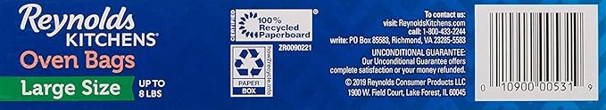 Reynolds Oven Cooking Large Size for Meats & Poultry (up to 8-Pounds), 5 Count Boxes (Pack of 12) 60 Bags Total