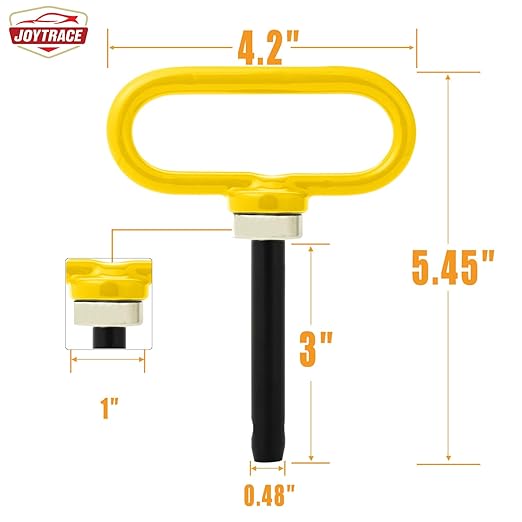 Magnetic Hitch Pin - Heavy Duty Ultra Strong Neodymium Magnet Trailer Gate Pin for Easy One-Handed Hook On & Off, for Lawn Mower Trailer Hitch Pin and Tow Behind Attachments ( Yellow）