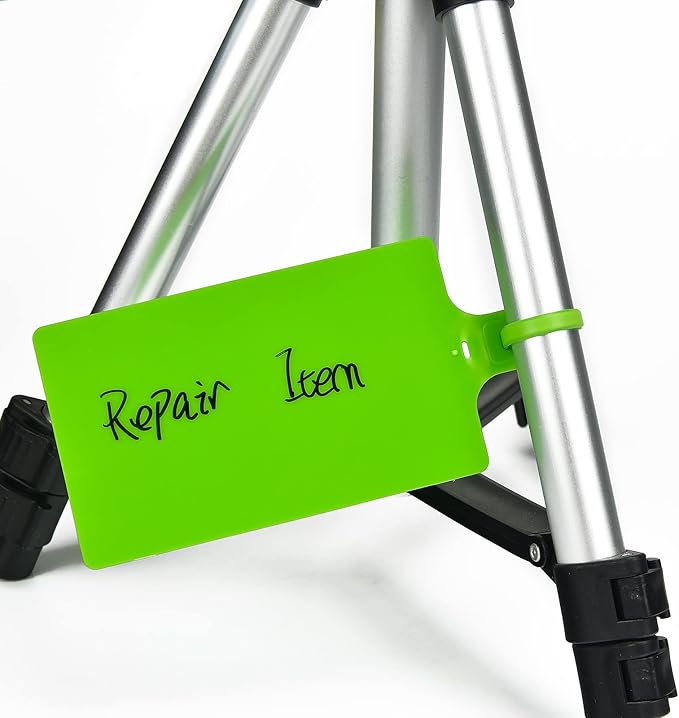 100 Green Plastic Writable Shipping Tags - Large, Waterproof, Hanging Labels with One Permanent Marker Pen