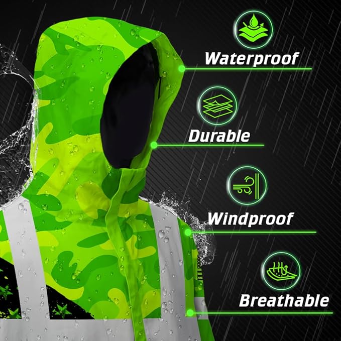Color US Flag High Visibility Hoodie for Men Women Reflective Tapes Safety Workwear for Worker Runner Patriotic