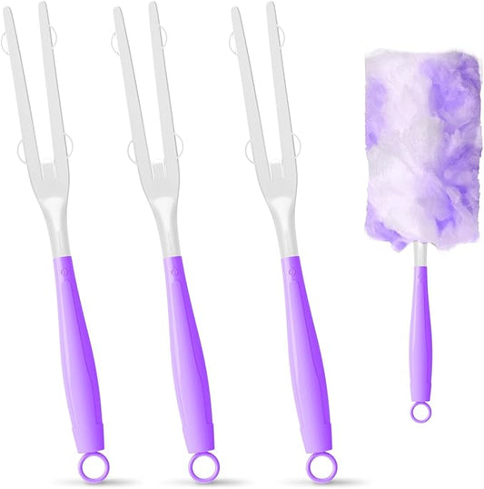 3PCS Duster Refills Folding Handles Set Compatible with Swiffer Dusters,Disposable Static Dust Removal Brush Handle for Dusting Electronics,Furniture,Blinds,Ceiling Fans (3, Purple)