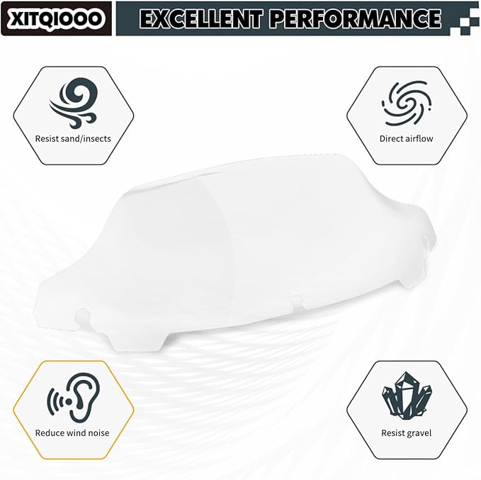 6 inch Clean Windshield Windscreen for 2014-2024 Harley Davidson Touring Street Glide Electra Glide/Ultra Limited/Tri Glide FLHT FLHX FLHXS FLHTK
