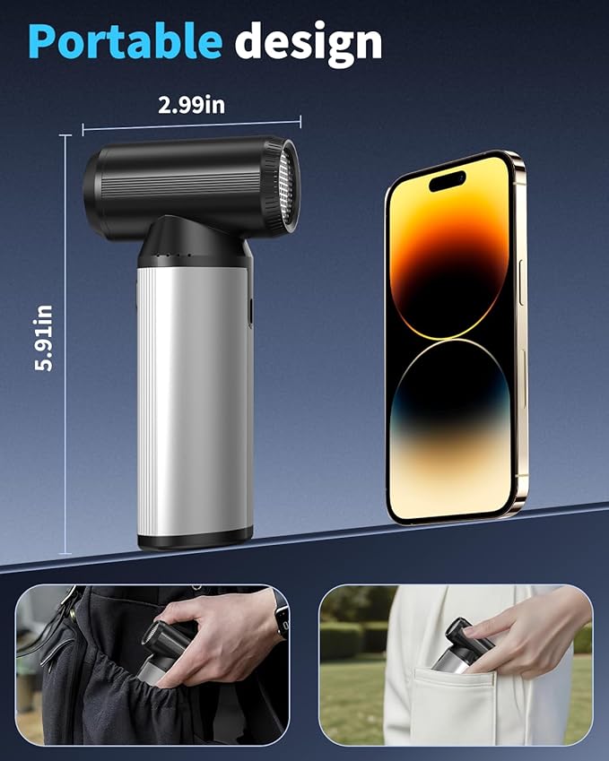 Compressed Air Duster, 2-in-1 Duster Blower & Vacuum with 320000RPM Super Power, Electric Air Duster Rechargeable, 3-Gear Adjustable Air Blower for Keyboard, Computer, Car, Home, and Outdoor Cleaning