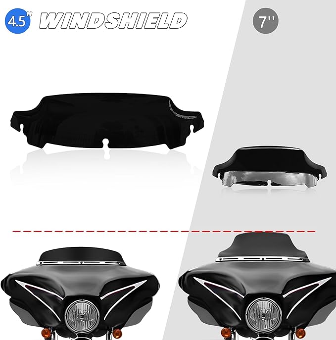 Clear 4.5" Windshield Windscreen Compatible for Harley Davidson Touring Electra Glide Street Glide 2014 2015 2016 2017 2018 2019 2020 2021 2022