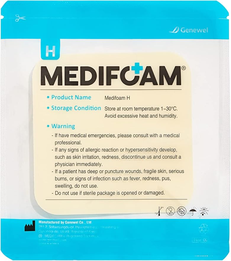 H Hydrocolloid Dressing Self Adhesive (4"x4"/10 Pack) Extra Thin Large Koean Hydrocolloid Wound Dressing | Healing Bandage for Bedsore, Burn, Blister, Sterile, Waterproof