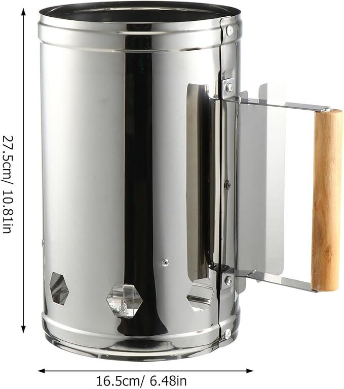 Outdoor BBQ Charcoal Chimney Starter Barrel Fast Ignition Grill Fire Starter for Camping Tailgate Parties BBQ Tool with Air Vents for Even Heating