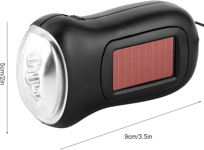 Solar Hand Crank Emergency Flashlight, Rechargeable LED Torch, IPX6 Weatherproof Dynamo Survival Light for Camping Hiking Power Outage, Outdoor Emergency Gear Gift