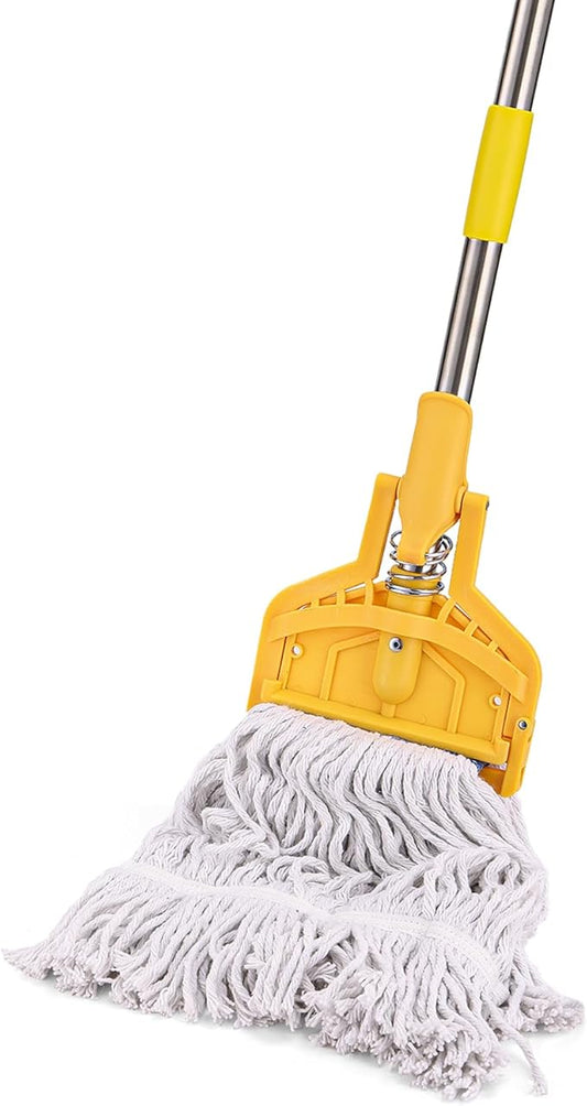 Commercial Mop Heavy Duty Industrial Cotton Mop, 61 inch Metal Commercial Stick for Home, Garage,Office, Workshop, Warehouse Floor Cleaning, 2 Pack