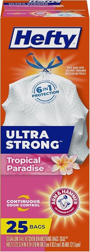 Hefty Ultra Strong Tall Kitchen Bags, Clean Day, 25CT + Storage Slider Bag 40CT + Freezer Slider Bag 25CT (Variety Pack)