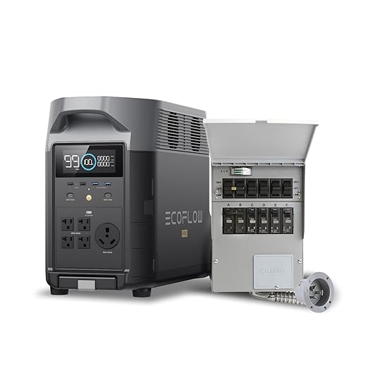 EF ECOFLOW 120V Home Backup Kit: DELTA Pro 3600Wh Power Station with Transfer Switch Kit, 3600W AC Output, Solar Generator for Home Use, Emergency, RV