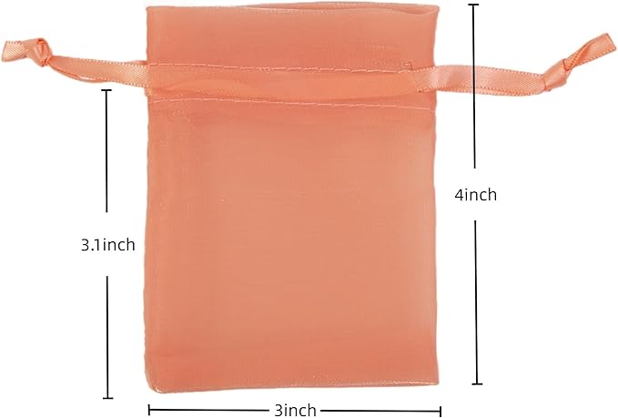20 Pcs Orange Small Organza Bags 3X4 inch for Wedding Favors with Drawstring, Mini Mesh Gift Bags Jewelry Pouch for Candy Bridal Shower Party Favor Baby Shower Christmas