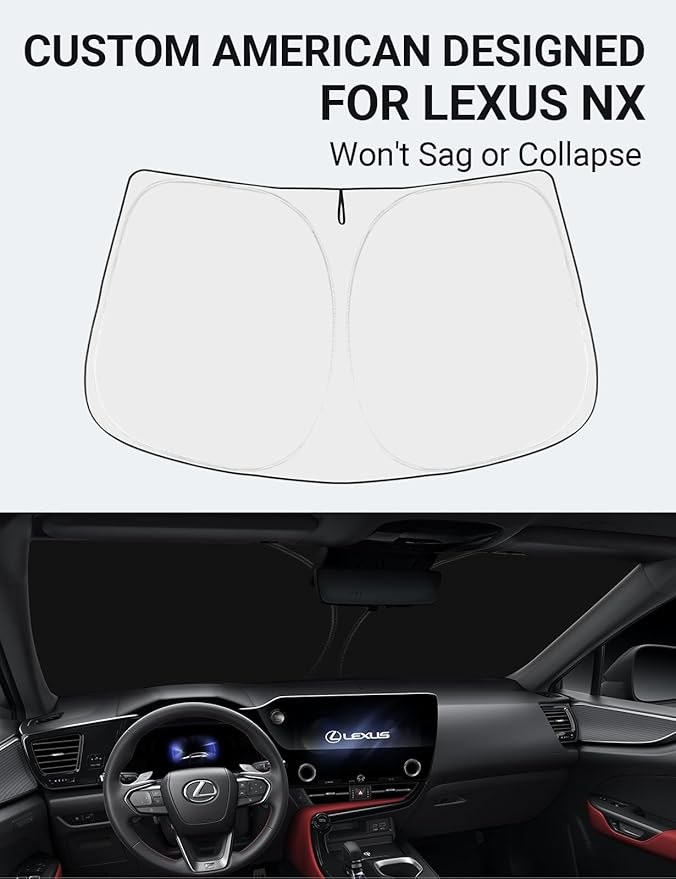 Proadsy 2025 Upgrade Windshield Sun Shade Custom Fit Lexus NX 2022-2024 2025 4-Layer Foldable Front Sunshade Protector Sun Visor Blocks UV Rays Keep Car Cooler
