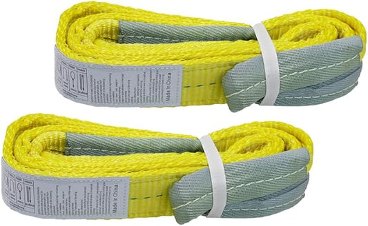 2 Pack 2”x 3FT Lift Sling Straps, 2 Ply Polyester Rigging Straps, 6200LBS Load Capacity Flat Eye-Eye Web Sling for Hoist, Tree Stumps, Heavy Duty Cargo