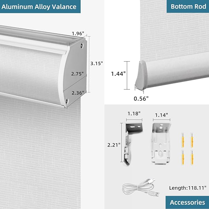 SmartWings Motorized Blinds Shades for Windows Remote Control Smart Blind Shade Work with Apple Homekit Z-wave Alexa Automatic Roller Shade Blackout Electric Blind Customized 16"-110"W (Safari White)