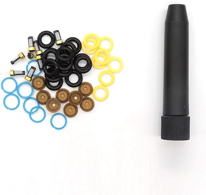 HiSport Fuel Injector Seal Kits Rebuild Set Include O-rings, Pintle Caps, Seal Spacers, Filter Baskets with 1pcs Filter Removal Tool [8 Set]