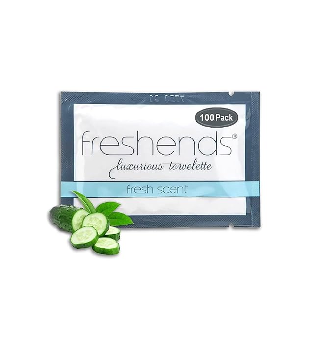 Freshends Luxurious Towelette Bundle - For Sensitive Skin - Ideal for Hotels, Airbnb, Clubs, Bars, and Weddings - Flushable Wipes- Fresh Scent- Travel Sized Wet Wipes - 100 Count Pack (Gray)