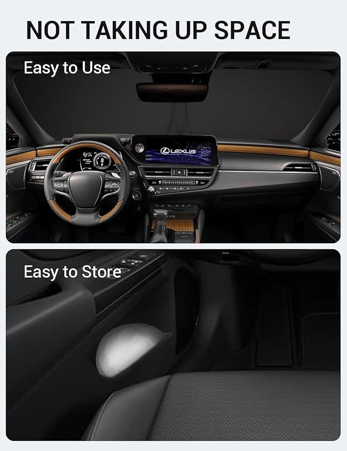 Proadsy 2025 Upgrade Windshield Sun Shade Custom Fit Lxus ES 2019-2024 2025 4-Layer Foldable Front Sunshade Protector Sun Visor Blocks UV Rays Keep Car Cooler