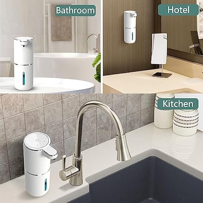 Automatic Foaming Soap Dispenser,3-Level Adjustable Foam, Wall Mount Dispenser,USB Rechargeable,11.8oz/ 350ml,Touchless Hand & Dish Dispenser for Bathroom, Kitchen,Hotel, Restaurant