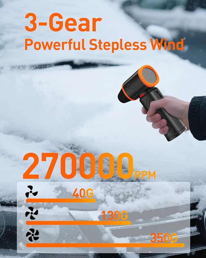 V40 Compressed Air Duster-270000RPM 350G Super Power Electric Air Duster, 10000mAh Cordless Rechargeable Brushless Motor Air Duster, Stepless-Adjustable Air Blower for PC, Keyboard, Home, Car