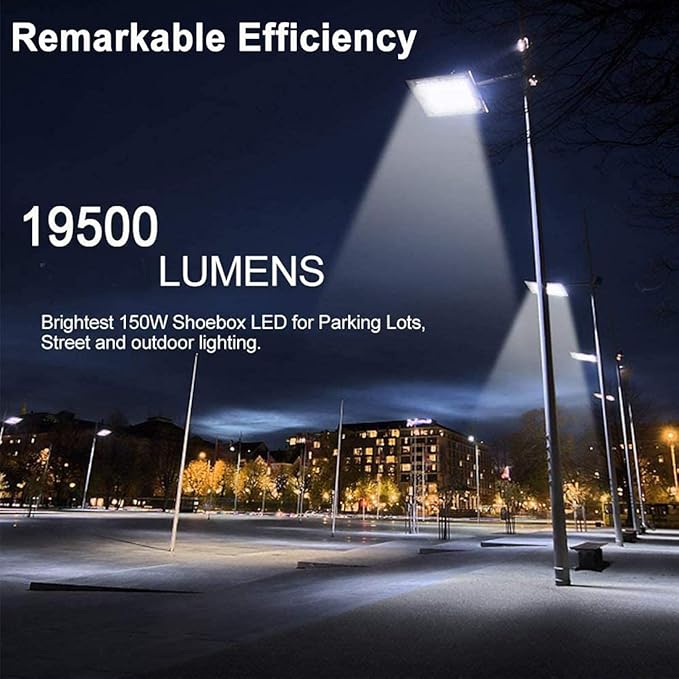 ledmo LED Parking Lot Light Dusk to Dawn Outdoor Lighting with Adjustable Arm Mount 19500lm Waterproof Wall Light Fixtures 150W Flood Security Lighting for Garage Yard Shop Warehouse Barn(3 Pack)