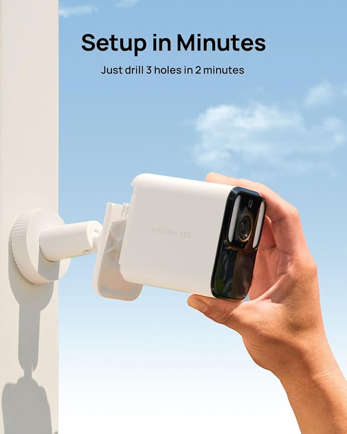 Anona Aurora 4K Solar Security Cameras Wireless Outdoor, Forever Power with Solar Panel, 8MP Color Night Vision, 24/7 AOV Recording, No Monthly Fees, AI Detection, Easy Setup, 2.4 G WiFi, IP67, 2 Pack