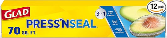 Glad Press'N Seal Food Plastic Wrap, 70 Square Foot Roll (Package May Vary) (Pack of 12)
