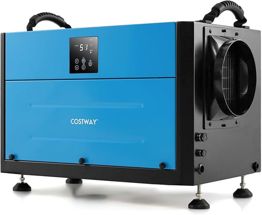 COSTWAY 155 PPD Commercial Dehumidifier, 1900 Sq.Ft Crawl Space Dehumidifier with 9.8 FT Drain Hose & Wired Remote Control Panel, Ideal for Basement, Warehouse (Blue)