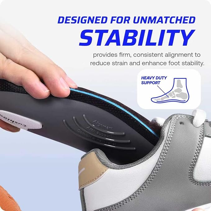 VALSOLE 250+lbs Winter Thermal Wool Insoles for Men Women,Plantar Fasciitis Orthotics Insert,for Flat Feet,High Arch,Foot Pain,Standing All Day Boot Work Shoe Warm Insoles(244mm)