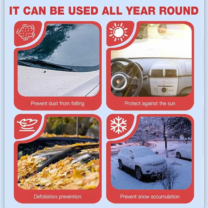 All Seasons Sunshade Ice Cover, 2025 New Magnetic Car Windscreen Cover, Heavy Duty Automotive Windshield Cover for SUV and Sedan (1 * Green)