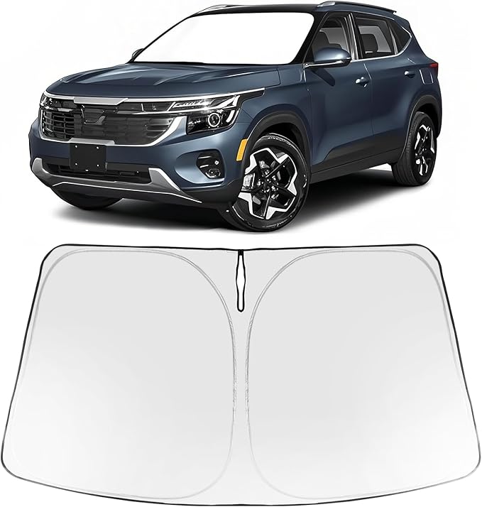 Proadsy 2025 Upgrade Windshield Sun Shade Custom Fit Kia Seltos 2021-2025 Foldable Front Sunshade Protector Sun Visor Blocks UV Rays Keep Car Cooler Accessories