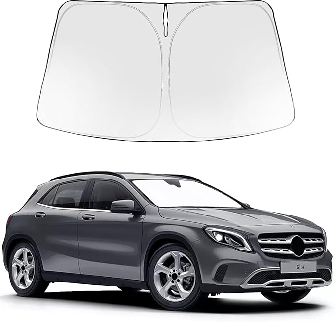 Proadsy 2025 Upgrade Windshield Sun Shade Custom Fit 2015-2020 Mercedes Benz GLA Foldable Front Sunshade Protector Sun Visor Blocks UV Rays Keep Car Cooler